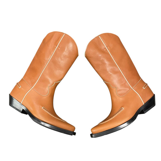 Chloé Nellie Texan Leather Western Boots Tan Womens 39 / US 9