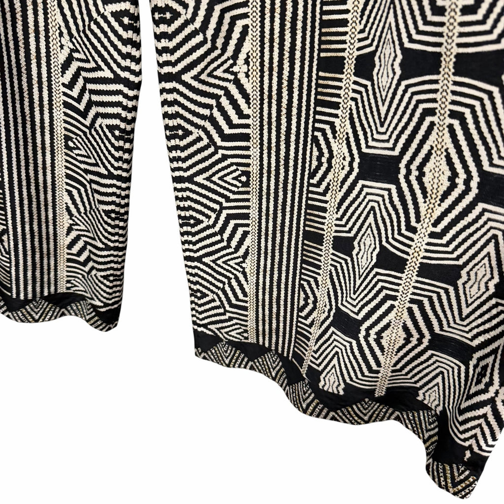 NWT Camilla Pure Silk Tuck Front Pant White Black Geo Print Embellished Small