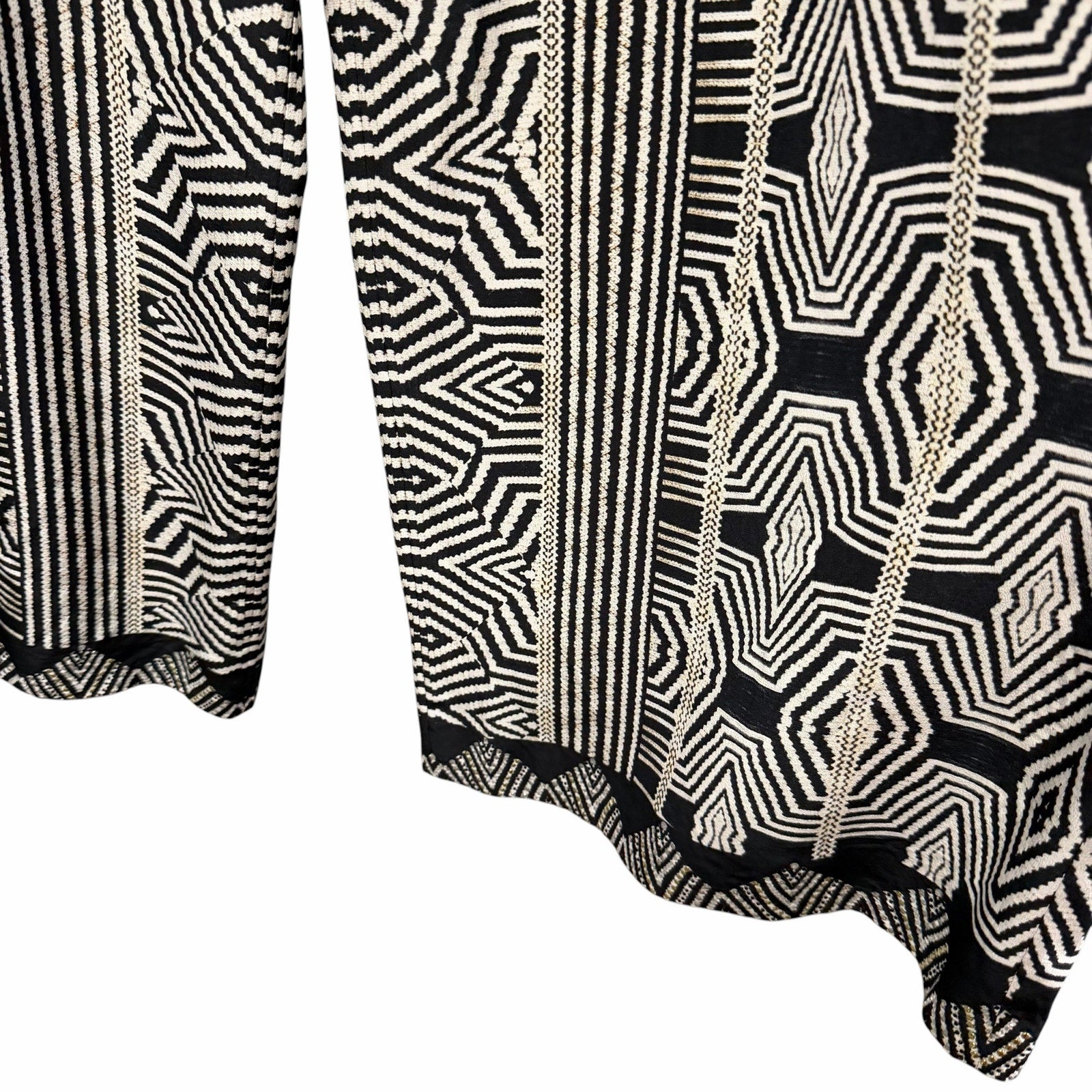 NWT Camilla Pure Silk Tuck Front Pant White Black Geo Print Embellished Small