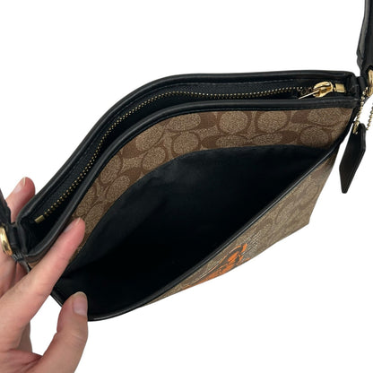 Coach File Crossbody in Signature Canvas Black Leather with Vandal Gummy Bear