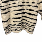 Ulla Johnson Hana Pullover Sweater Cream Black Zebra Print Puff Sleeves Medium
