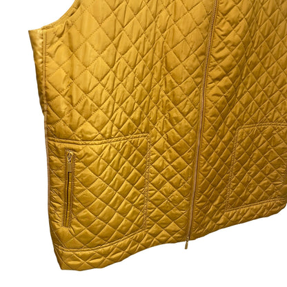 Lafayette 148 New York Full Zip Quilted Vest Mustard Yellow Womens Plus Size XXL