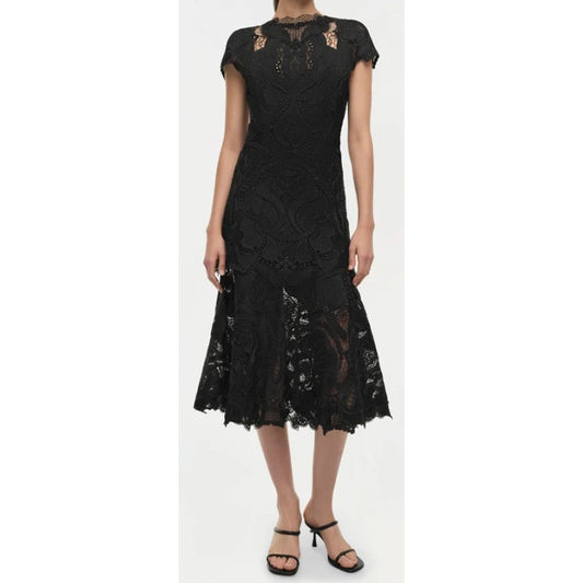 NWT Simkhai Signature Laura Lace Midi Dress Black Womens 2