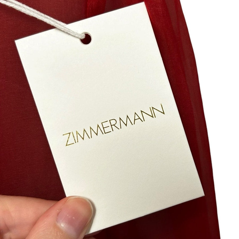 NWT Zimmermann Red Rebellion Lantern Silk Organza Mini Dress Womens US 4