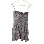 NWT Isabel Marant Etoile Anka Shirred Convertible Mini Dress Ecru Lilac US 4