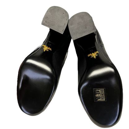 NEW Prada Black Leather Round Toe Platform Ankle Boots Womens 7.5
