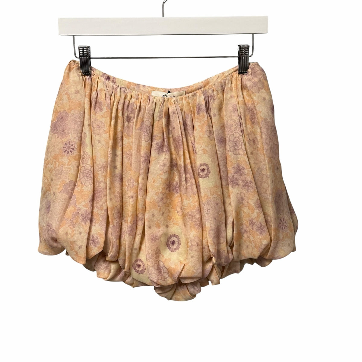 NWT Chloe Silk Bubble Balloon Shorts Multicolor Pink Floral Size FR 36 / US 4
