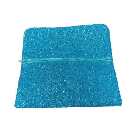 Moyna Turquoise Blue Orange Red Coral Reef Beaded Fold Over Clutch Bag