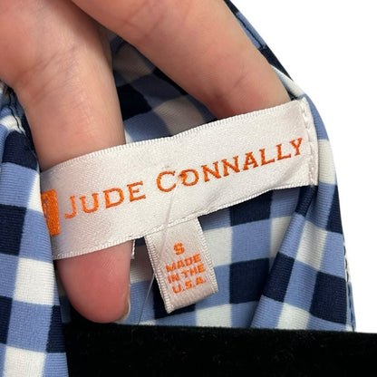 NWT Jude Connelly Gingham Navy White Isabelle Mock Neck Jumpsuit Womens Small