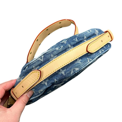 Louis Vuitton 2024 Croissant MM Monogram Denim Blue Shoulder Bag