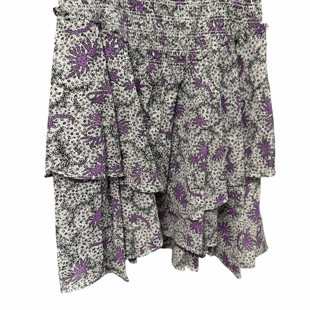 NWT Isabel Marant Etoile Anka Shirred Convertible Mini Dress Ecru Lilac US 4