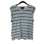 NWT Veronica Beard Jeans Marine Multi Dree Striped Muscle T-Shirt Womens Large