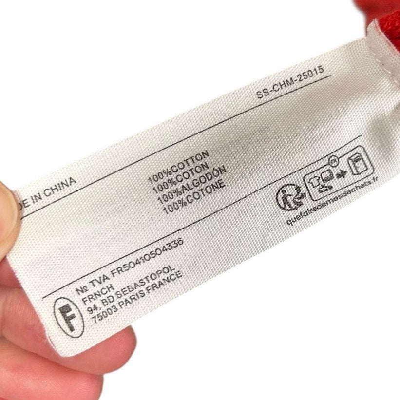 Frnch Paris Red Aelis Woven Tie Front Short Sleeve Cardigan Sweater Womens Small