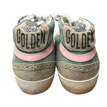 Golden Goose Mid Star Green Tan Suede Blue Star Lace Up Sneakers Womens 39 / 9