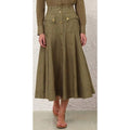 NWT Zimmermann Luna Cargo Midi Skirt Olive Dot Pure Linen Size AU 0 / US 4