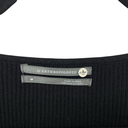 By Anthropologie Black Ribbed Knit Sleeveless Lowcut Top Womens Size Medium