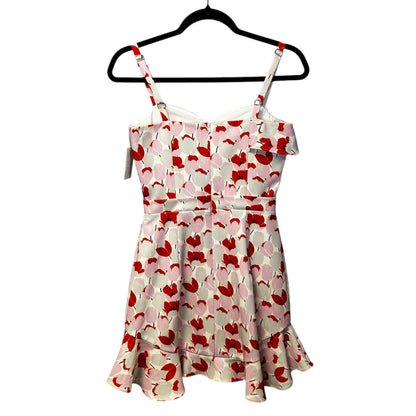 NWT Black Halo White Pink Tulip Print Sleeveless Zalda Mini Dress Womens 0
