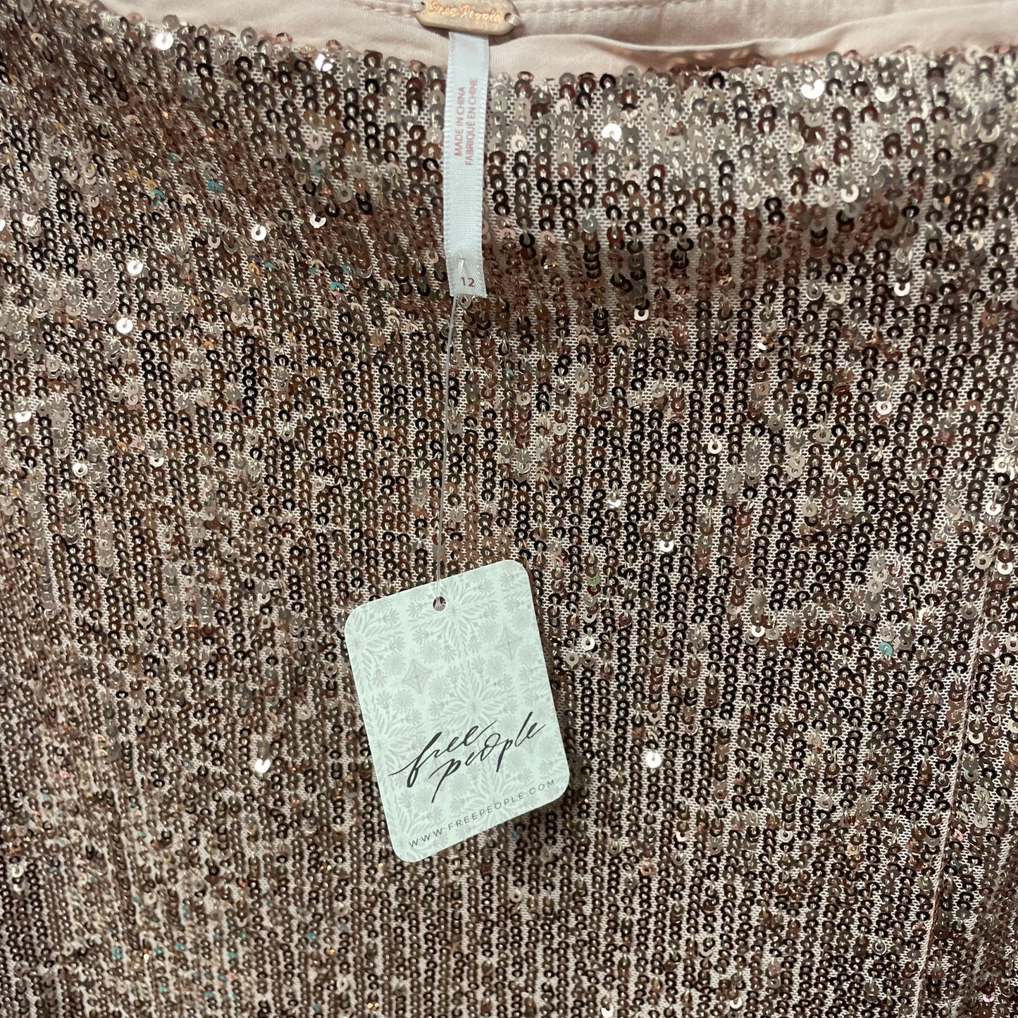 NWT Free People Ariana Sequin Maxi Skirt Pink Champagne Womens Size 12