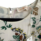 NWT Tory Burch Silk Happy Times Shift Dress Ivory Floral Long Sleeve Womens 12
