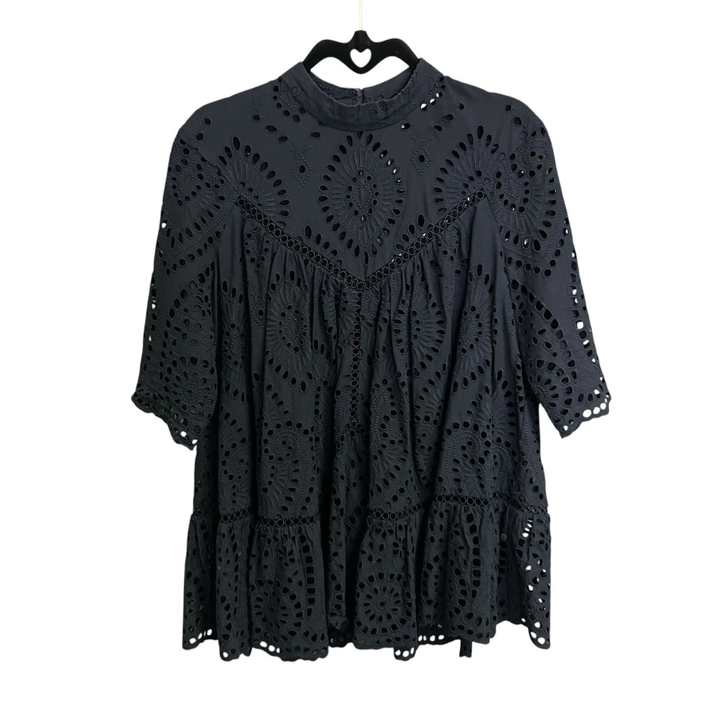 Zimmermann Harlequin Broderie Anglaise Cotton Top In French Navy Womens US 8