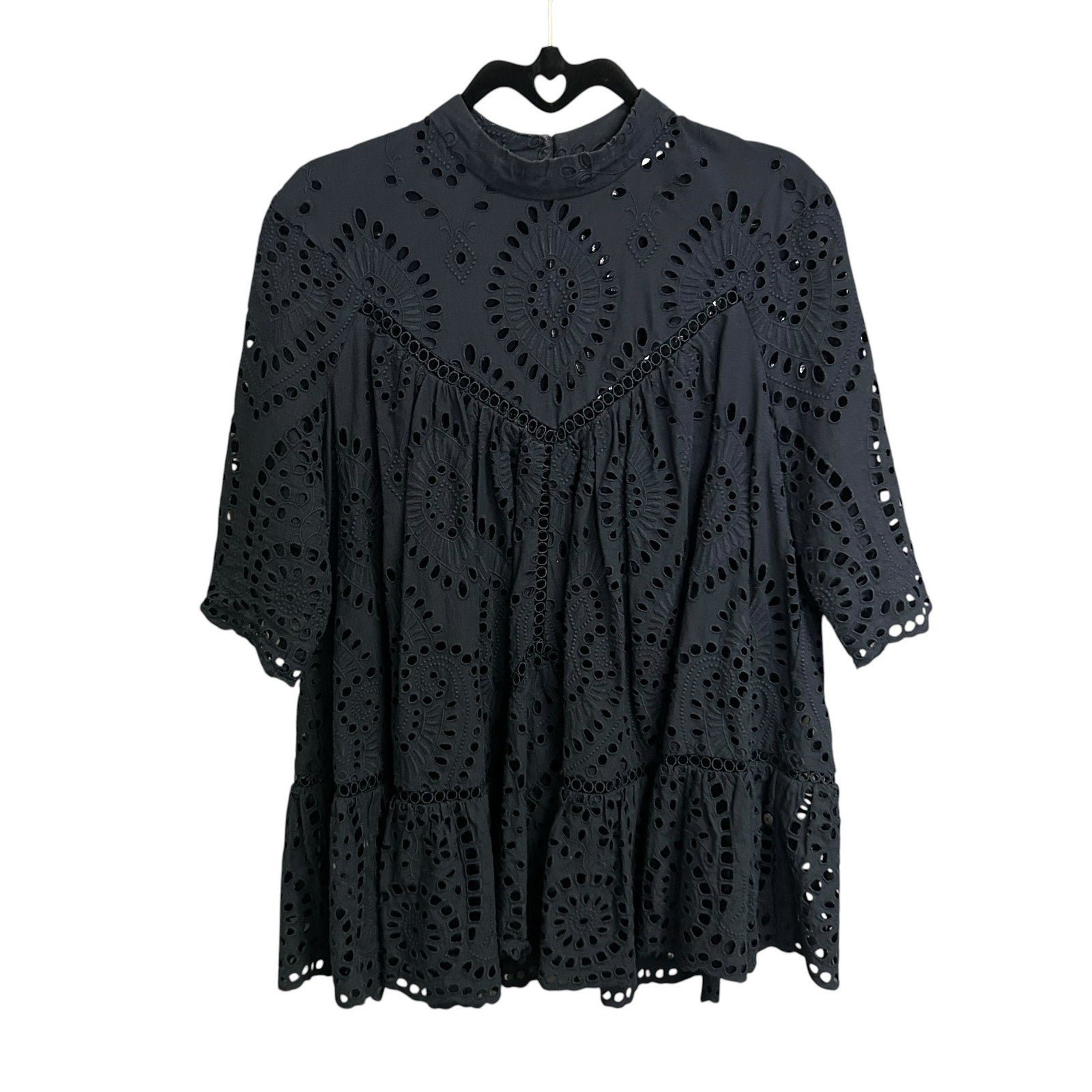 Zimmermann Harlequin Broderie Anglaise Cotton Top In French Navy Womens US 8