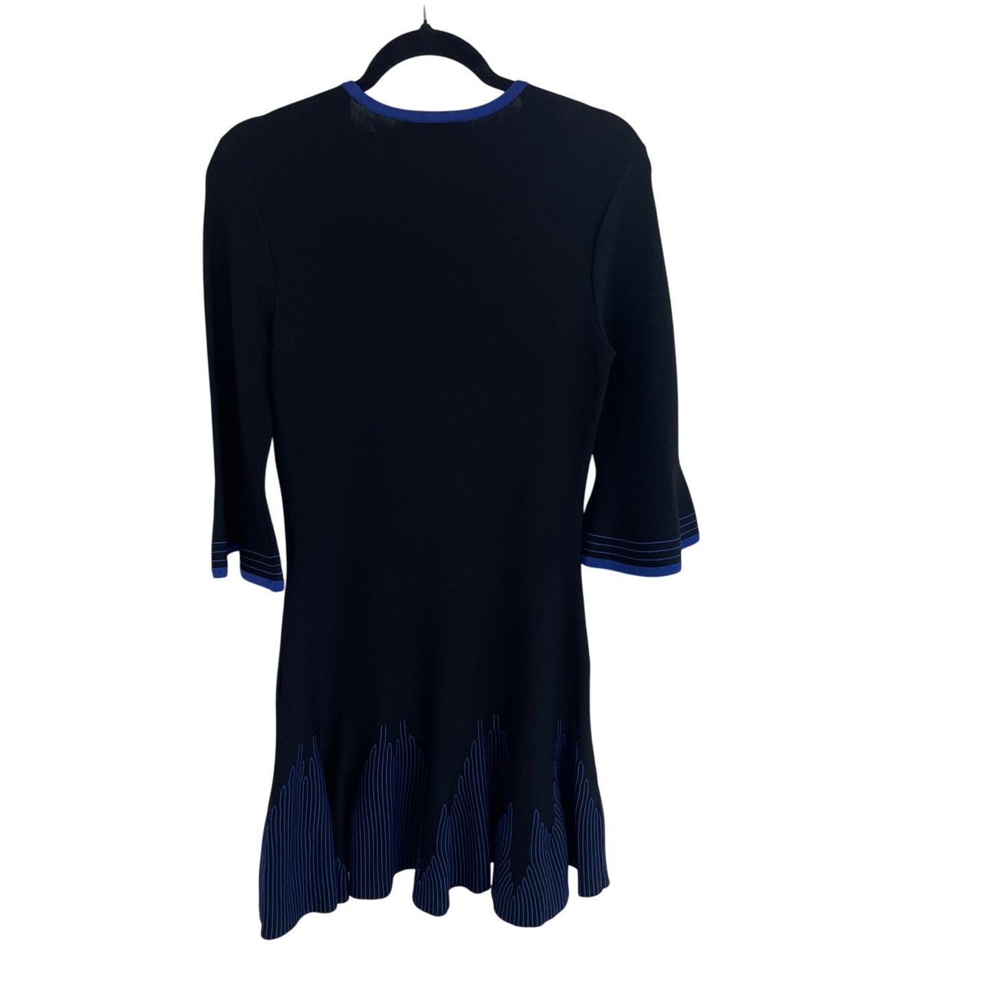 Shoshanna Bell Sleeve Black Blue Knit Pratt Sweater Dress Womens Size Small