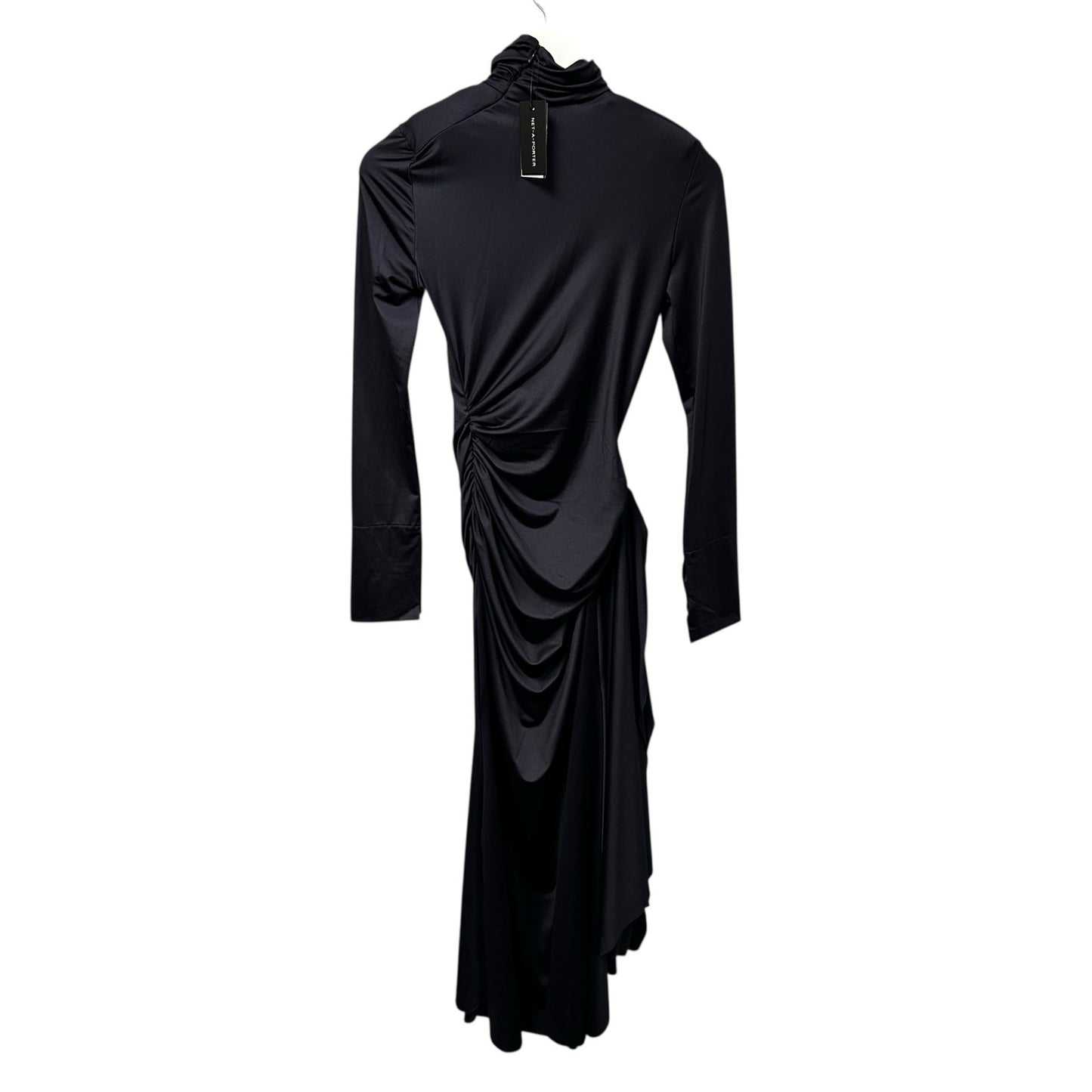 NWT Victoria Beckham Navy Gathered Draped Turtleneck Midi Dress Womens US 0