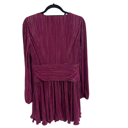 Lilly Pulitzer Jessamie Metallic Ruffle Long Sleeve Dress Mulberry Foil Womens 8