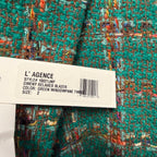 NWT L'Agence Gweny Relaxed Blazer Jacket Green Windowpane Tweed Womens 2
