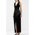 NWT Balmain Women Embellished Velvet Maxi Dress 38 US 4 Black Made In Italy Glam