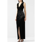 NWT Balmain Women Embellished Velvet Maxi Dress 38 US 4 Black Made In Italy Glam