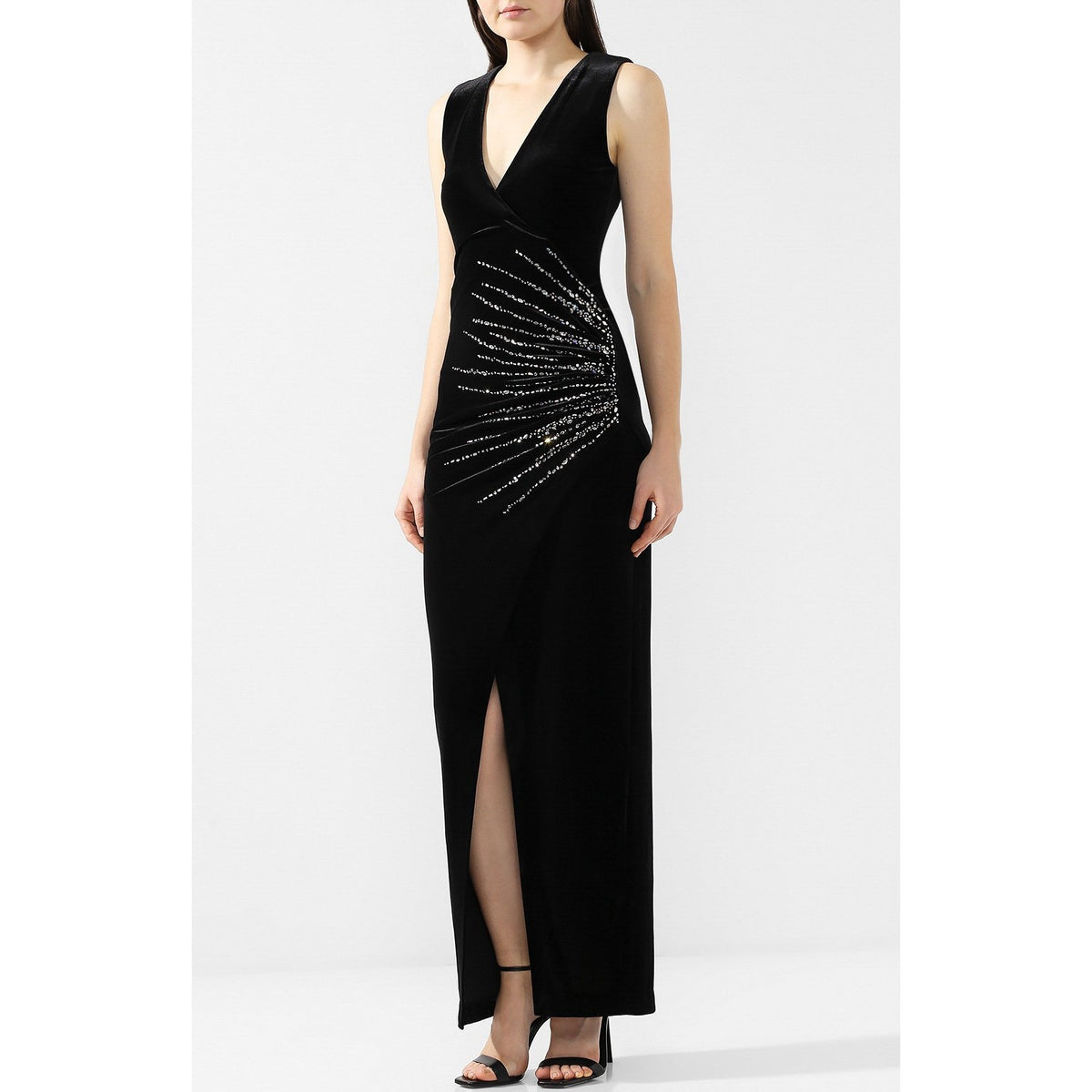 NWT Balmain Women Embellished Velvet Maxi Dress 38 US 4 Black Made In Italy Glam