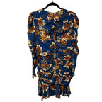 Veronica Beard Hedera Orange Blue Floral Print Silk Crepe Mini Dress Womens 12