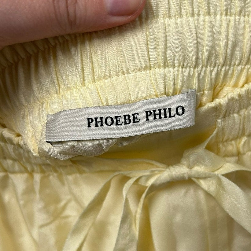 NWT Phoebe Philo Vanilla Silk Crushed Drawstring Cargo Trousers Womens 36 / US 4