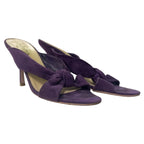 Prada Viola Purple Calzatore Donna Knot Open Toe Suede Heels Womens 35.5 US 5.5