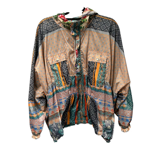 Johnny Was Multicolor Mixed Print Patchwork Hooded Anorak Jacket Womens Medium