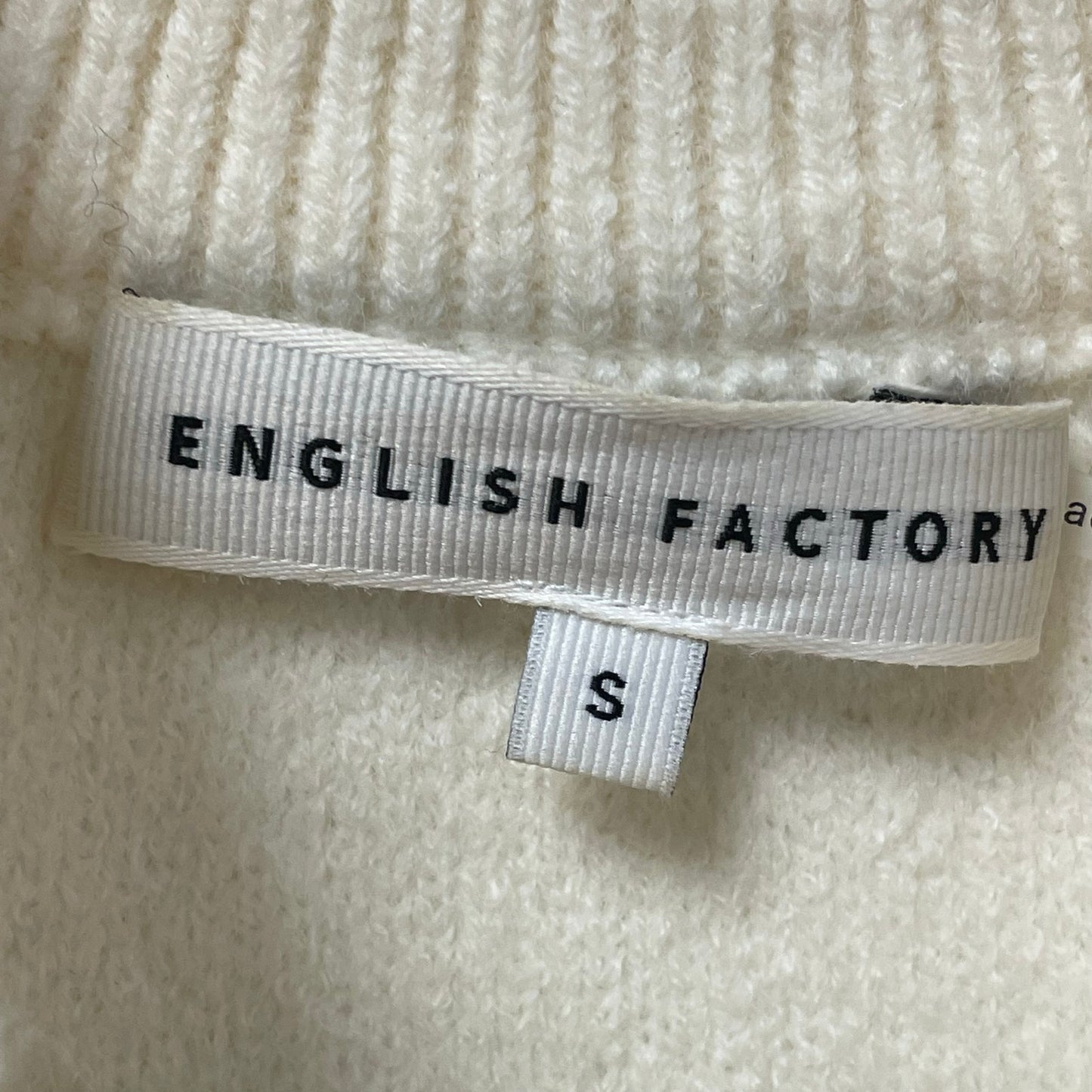 English Factory Scalloped Puff Sleeve Embellishment Knit Sweater Ivory Small