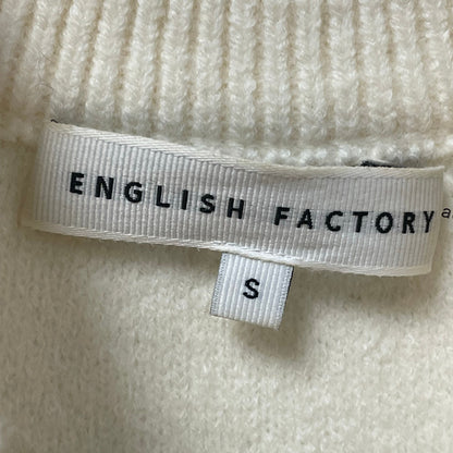 English Factory Scalloped Puff Sleeve Embellishment Knit Sweater Ivory Small