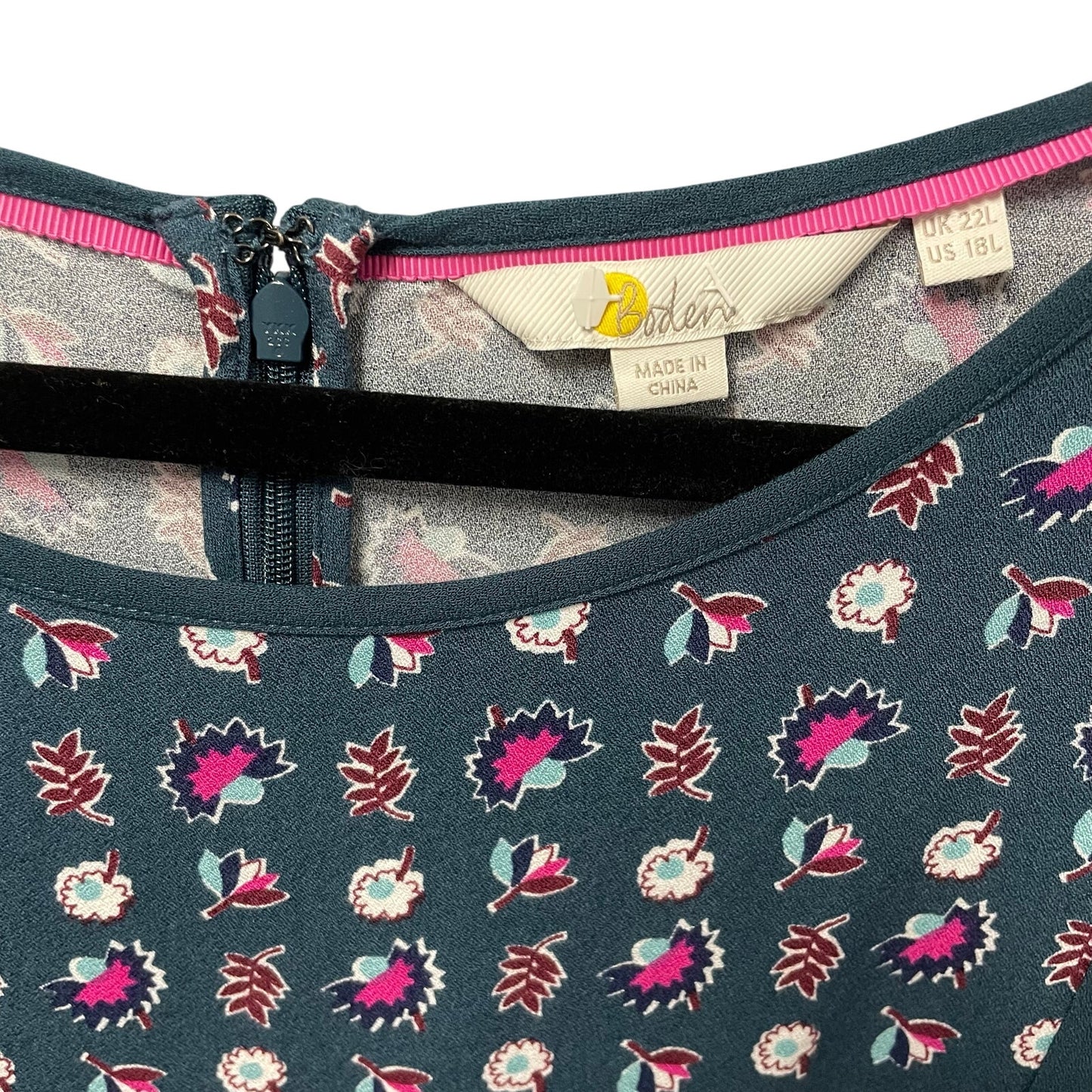 Boden Luna Heritage Prairie Dress in Sea Flower Blue Green Pink Womens 18 Long