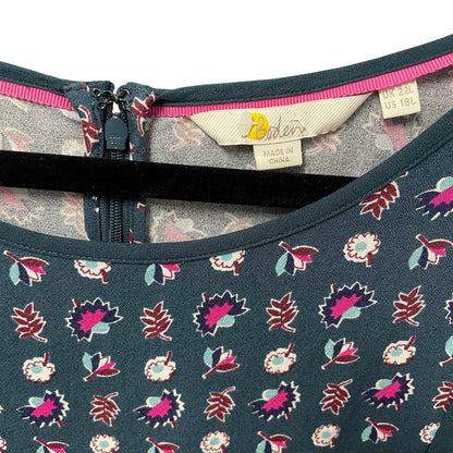 Boden Luna Heritage Prairie Dress in Sea Flower Blue Green Pink Womens 18 Long