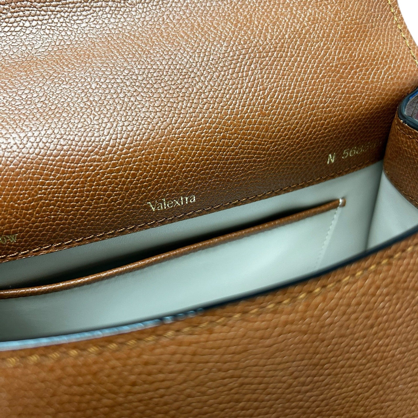 Valextra Havana Brown Iside Foldover Mini Top Handle Leather Bag