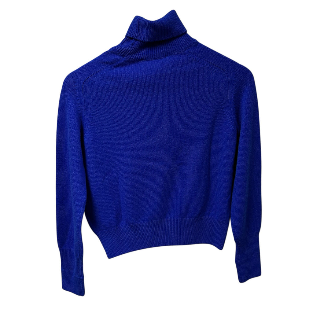 NWT Victoria Beckham Lambswool Sapphire Blue Turtleneck Sweater Womens US 0/2