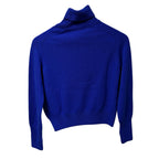 NWT Victoria Beckham Lambswool Sapphire Blue Turtleneck Sweater Womens US 0/2