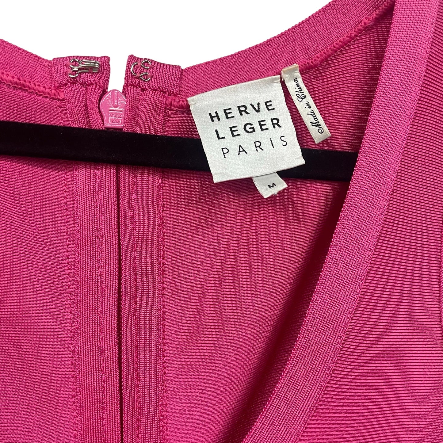 Herve Leger Paris Sleeveless Fit and Flare Scoop Neck Bandage Dress Pink Medium