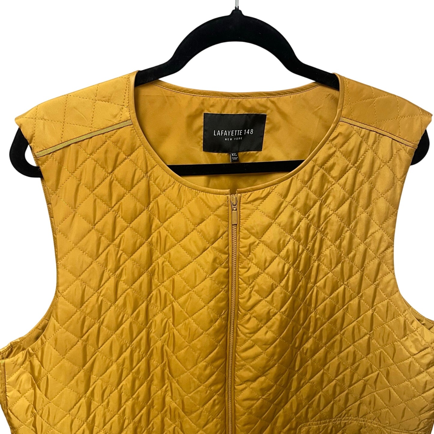 Lafayette 148 New York Full Zip Quilted Vest Mustard Yellow Womens Plus Size XXL