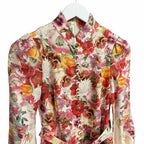 Zimmermann Wonderland Belted Floral Print Linen Mini Dress Size AU 0 / US 4