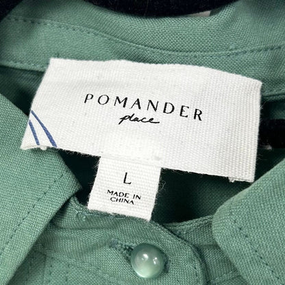 NWT Pomander Place Green 3/4 Sleeve Button Front Polly Mini Dress Womens Large