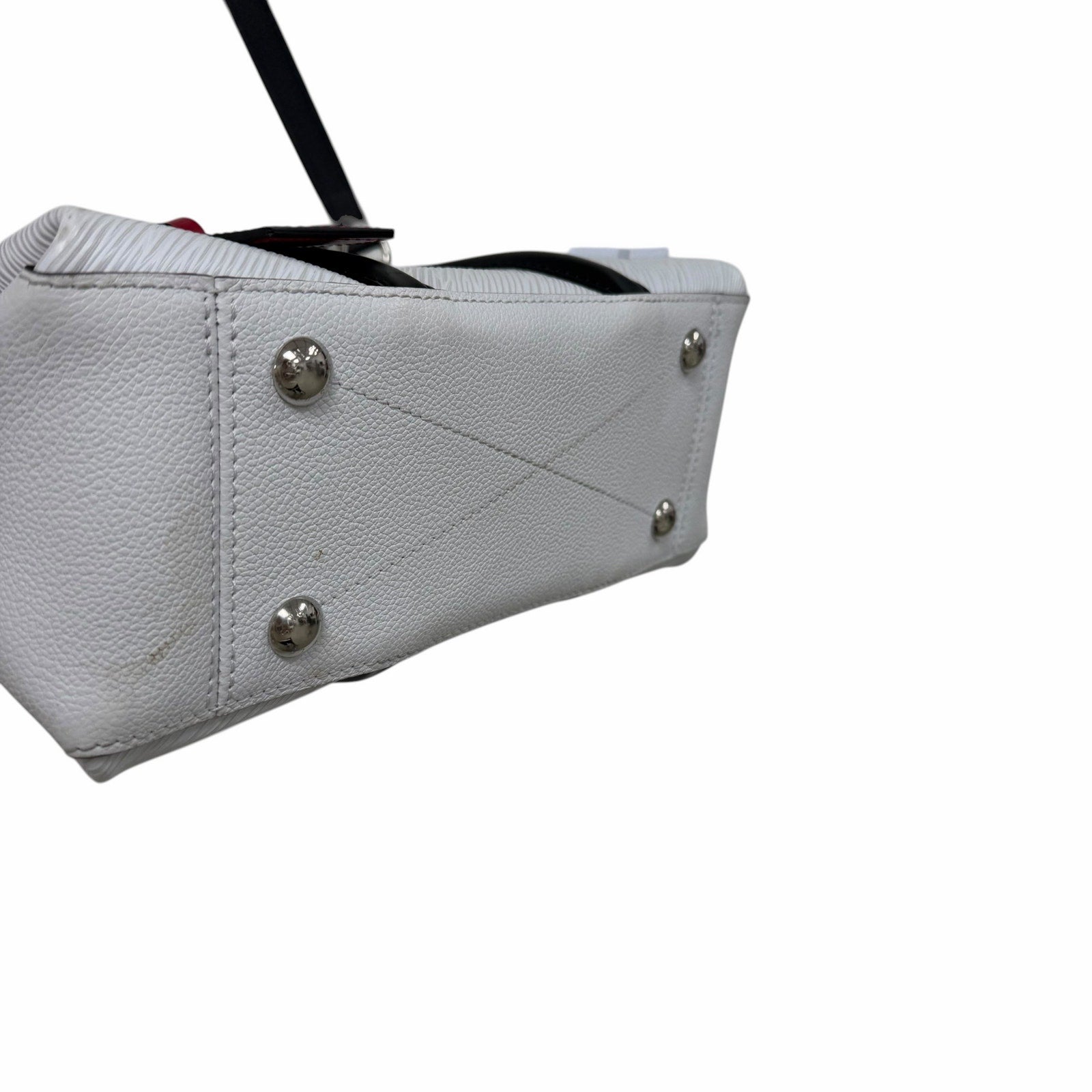 Louis Vuitton Soufflot Epi BB White Black Leather Two Way Handbag AS IS