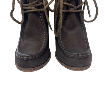 Frye Brown Suede Distressed Parker Moc Short Lace Up Ankle Boots Womens 6.5