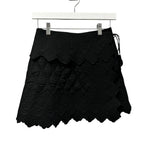NWT Ulla Johnson Noir Black Taryn Quilted Scallop Mini Wrap Skirt Womens 0